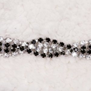 Vintage Black and Crystal Criss Cross Rhinestone Bracelet